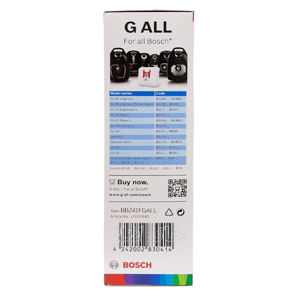 پاکت جاروبرقی مدل GALL مناسب برای جاروبرقی بوش تایپ G,GXLL,GALL بسته 4 عددی